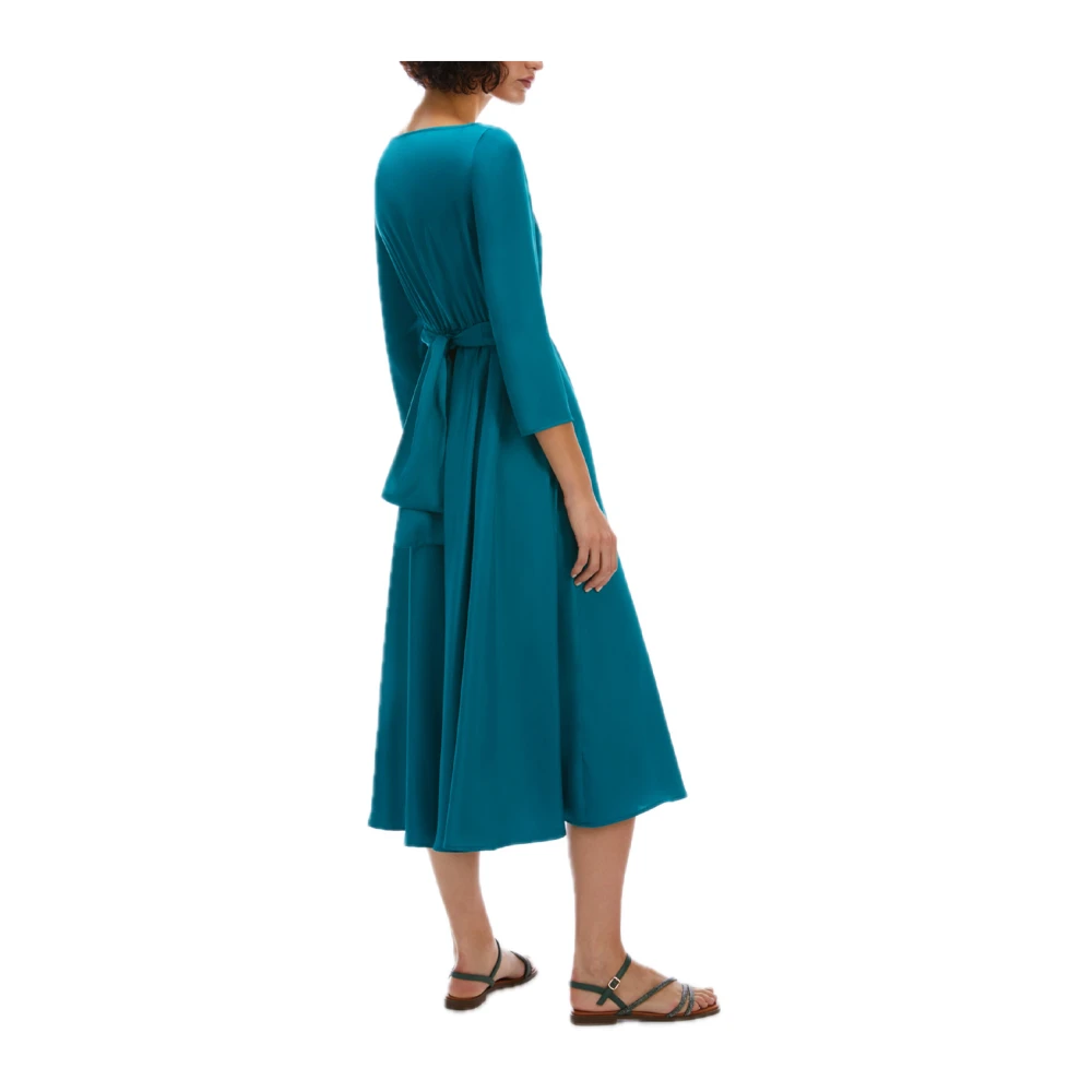 Pennyblack Kleurrijke gedrapeerde midi-jurk in licht satijn Blue Dames