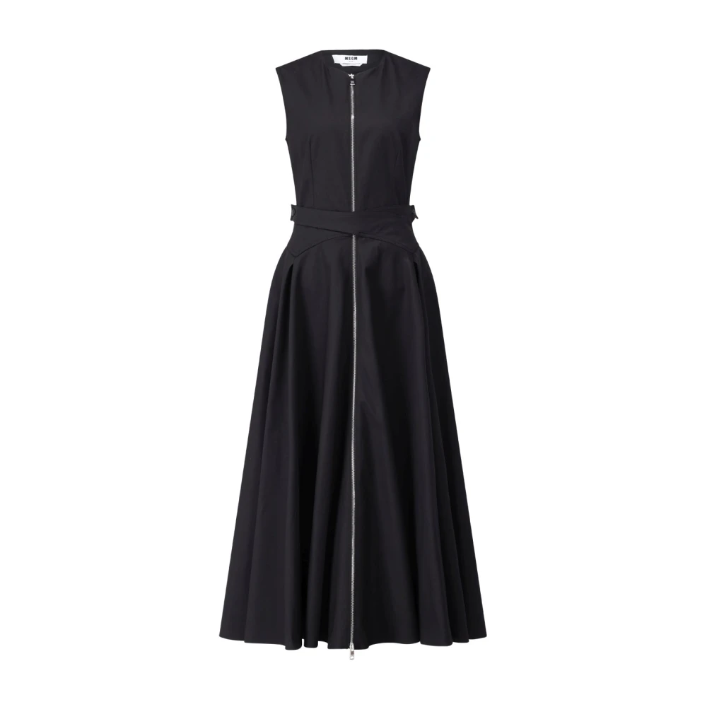 Msgm Maxi jurk met rits en tailleband Black Dames