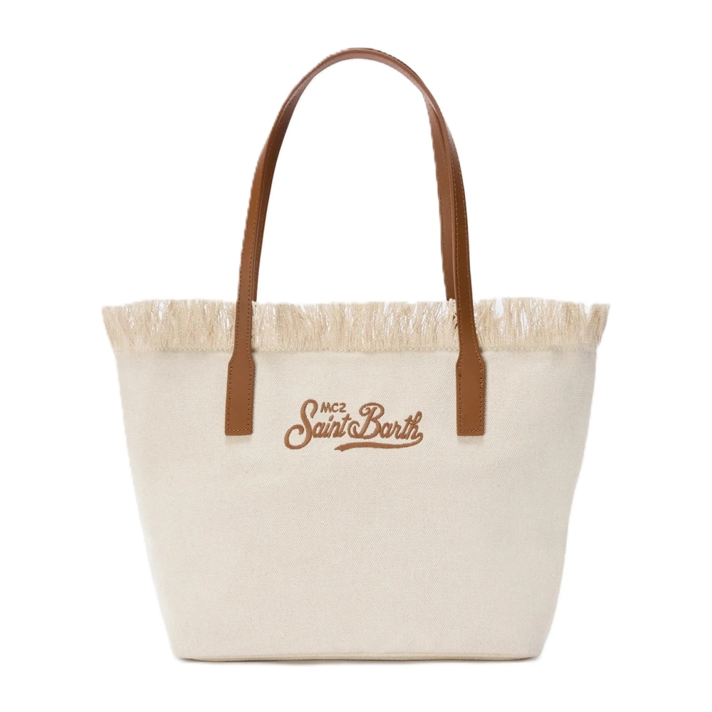 Mc2 Saint Barth Women's Beige Shopping Bags, One Size, City Bag Mid Fringe Shoulder Bag