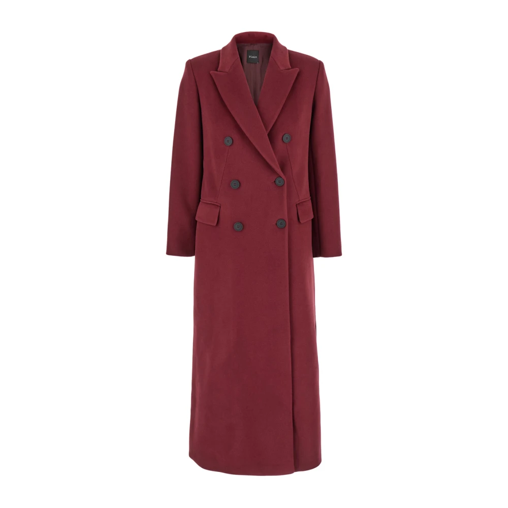 Plain Units Bordeaux Dubbel Breasted Lange Jas Red Dames