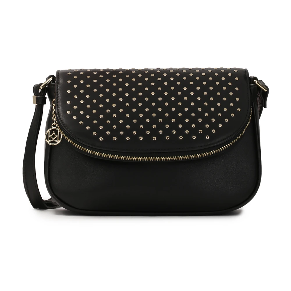 Kazar Leren schoudertas met decoratieve klep Black Dames