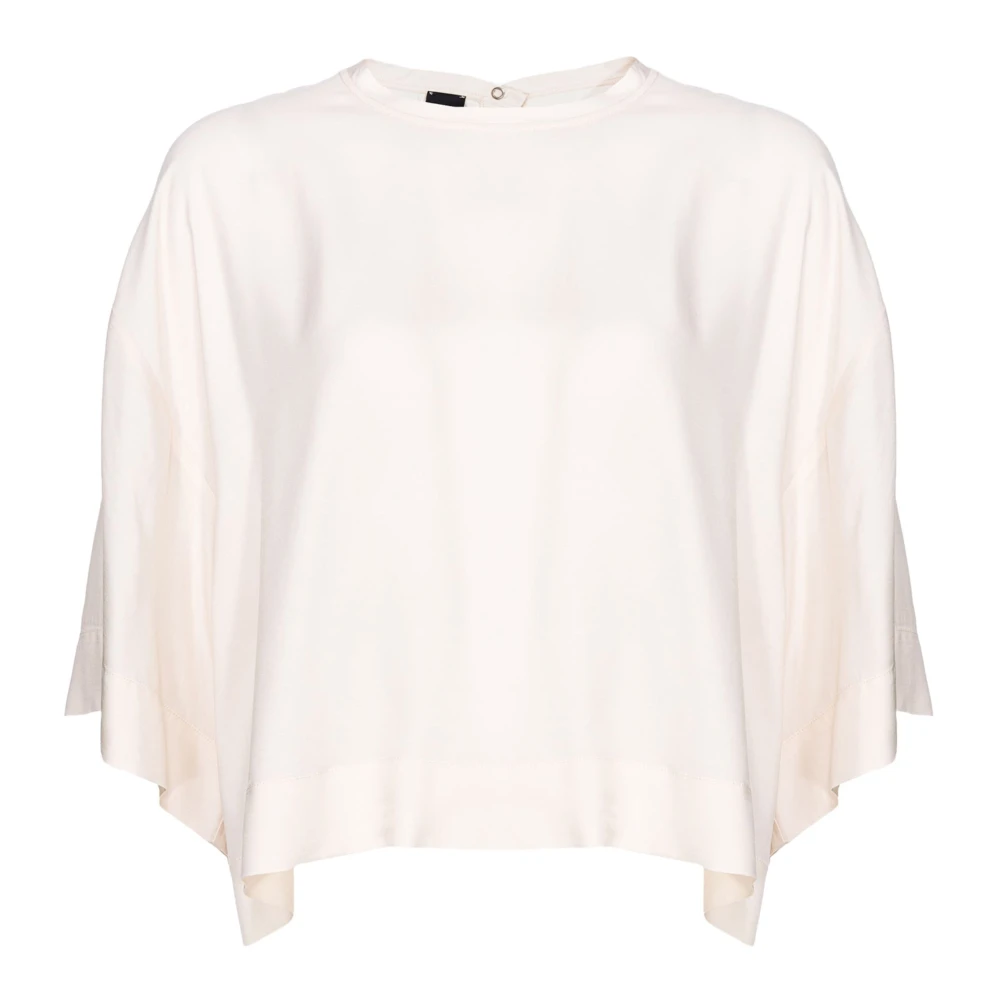 pinko Gedrapeerde Cape Blouse Ivory Beige Dames