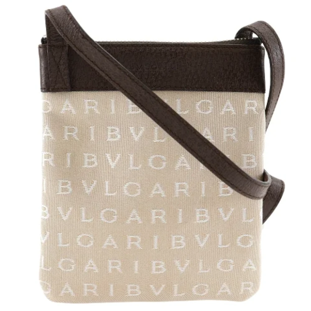Bvlgari Vintage Pre-owned Canvas shoulder-bags Beige Dames