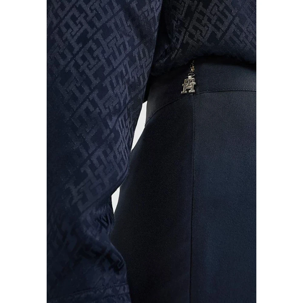 Tommy Hilfiger Solide Midi Rok in Crepe Stijl Blue Dames