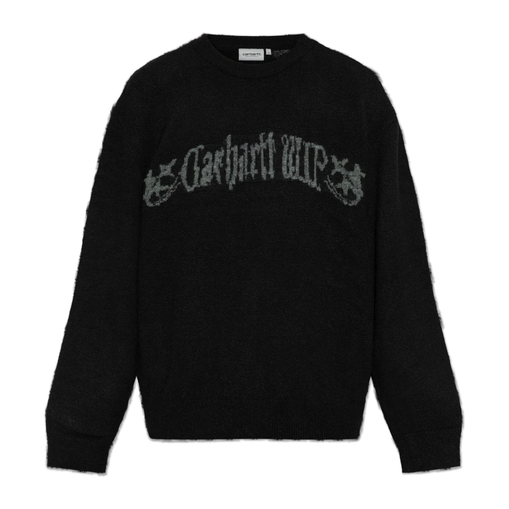 Carhartt Wip Men's Black Round-Neck Knitwear, L, Jumper With Logo