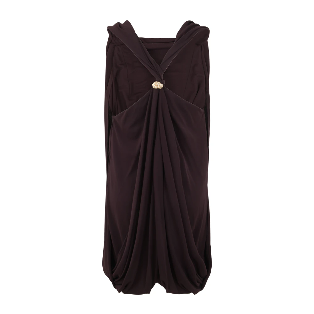 Lanvin Gedraaide Achterkant Knie Sjaal Jurk Brown Dames