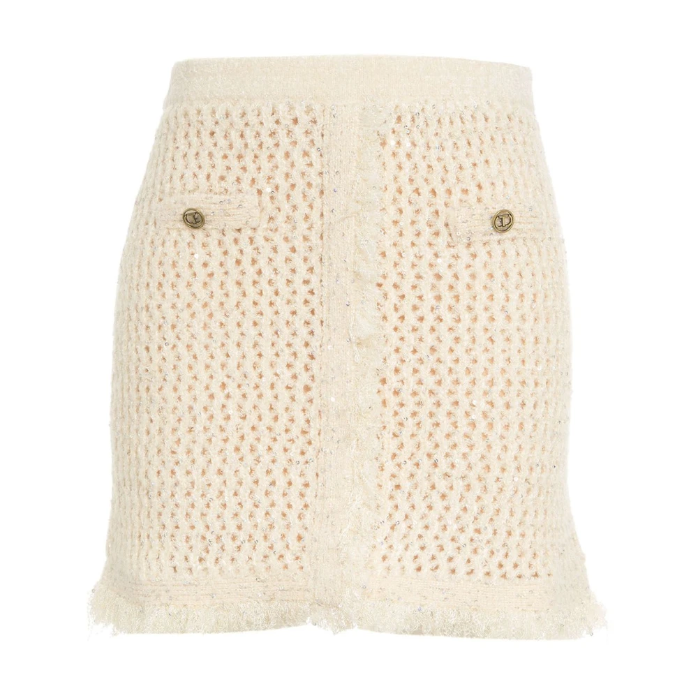 Twinset Witte Minirok met Glitterafwerking White Dames