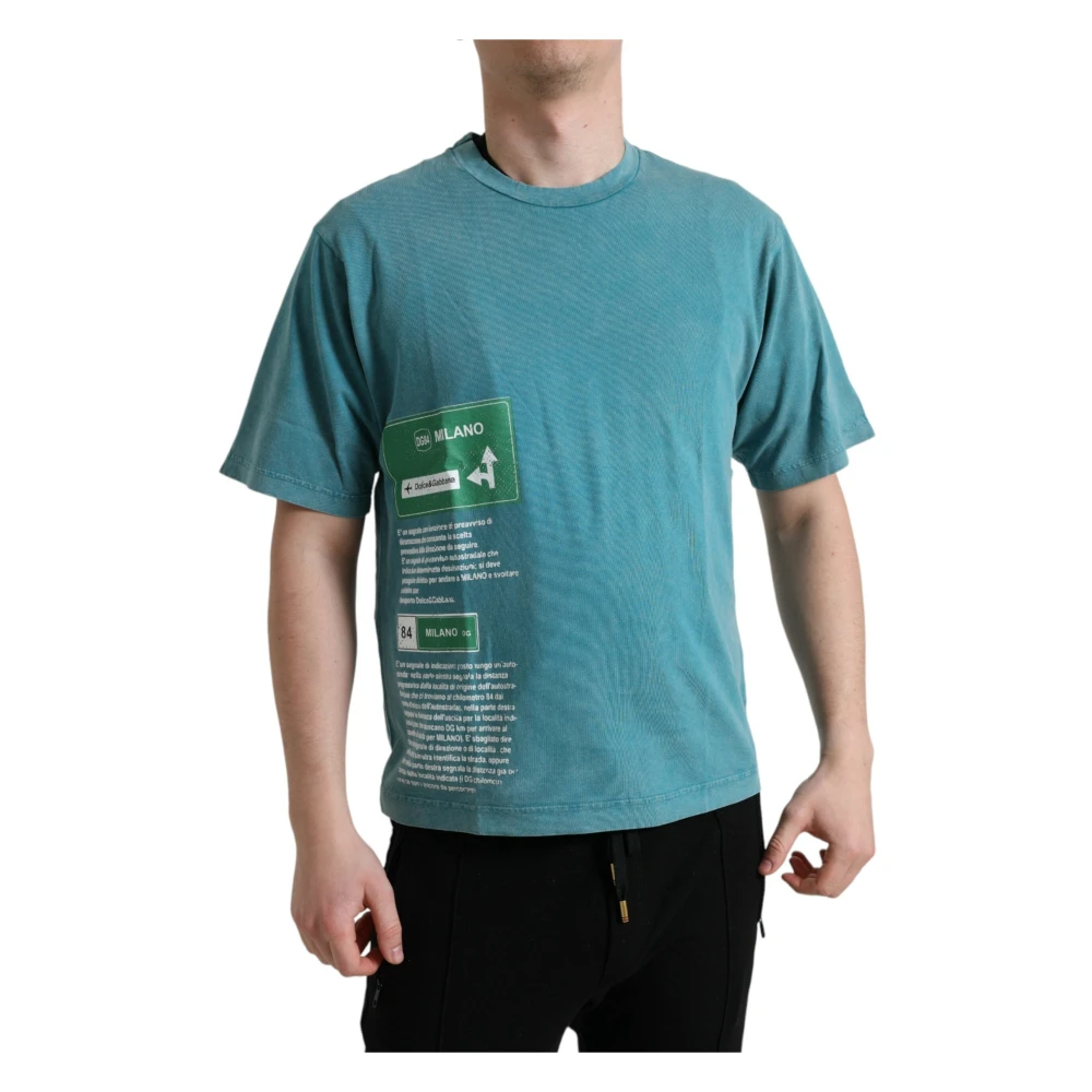 Dolce & Gabbana Men's Blue T-Shirts, Xs, Milano Motive Cotton Tee