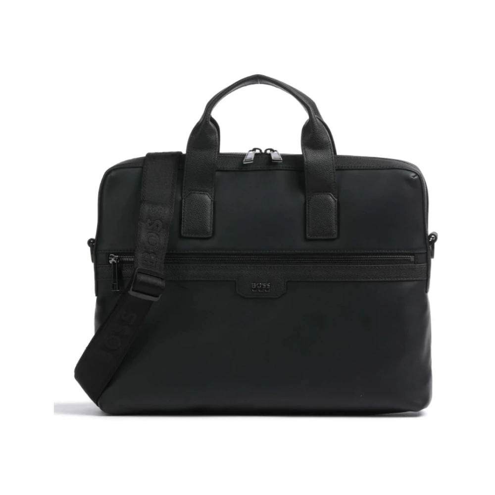 Hugo Boss Zwarte Documententas met Voorvak Black Heren