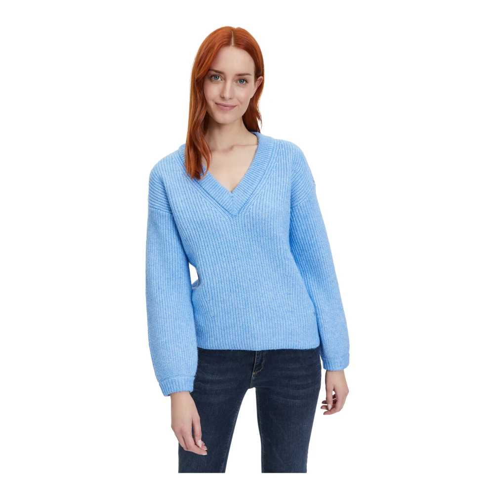 Betty & Co V-hals Gebreide Trui Blue Dames