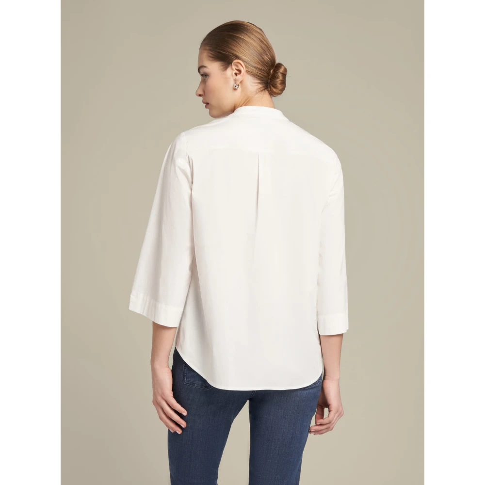 Elena Mirò Geborduurd katoenen stretchshirt White Dames