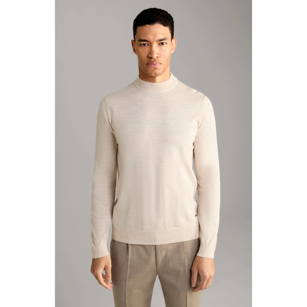Joop! Lichtbeige wollen trui met hoge kraag Beige Heren