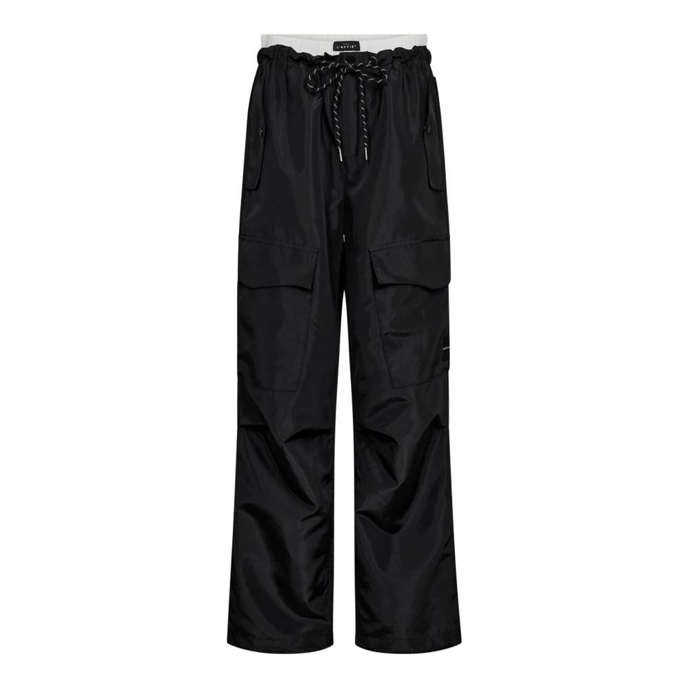 Haute L'amitié Women's Black Wide Trousers, Xs, Cargo Pull On Tall Trouser Trousers