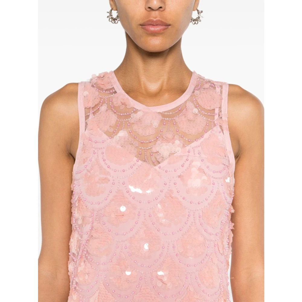 Rotate Birger Christensen Sequin Maxi Jurk met Conische Split Orange Dames