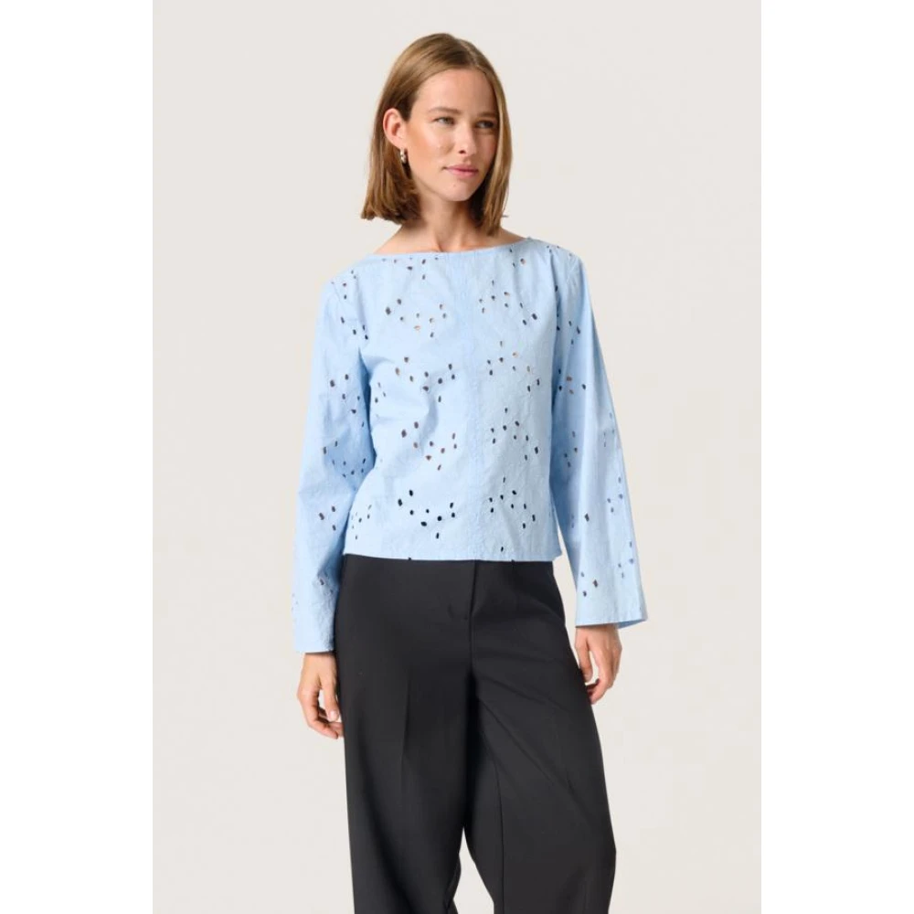 Soaked in Luxury Elegante Zijden Blouse Blue Dames