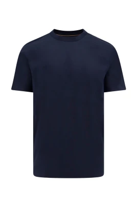 Ribbstickad bomulls-T-shirt med rund hals