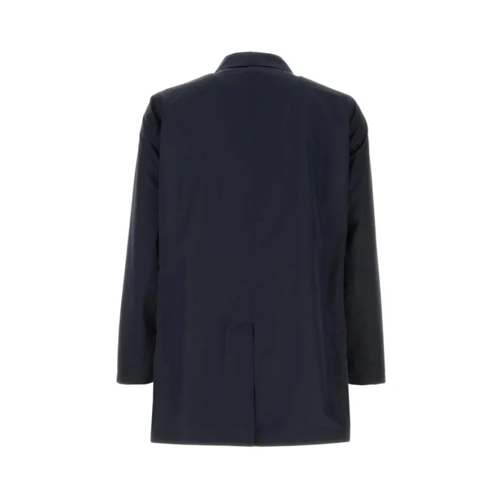 Herno Blauwe polyester jas met metalen logo Blue Heren