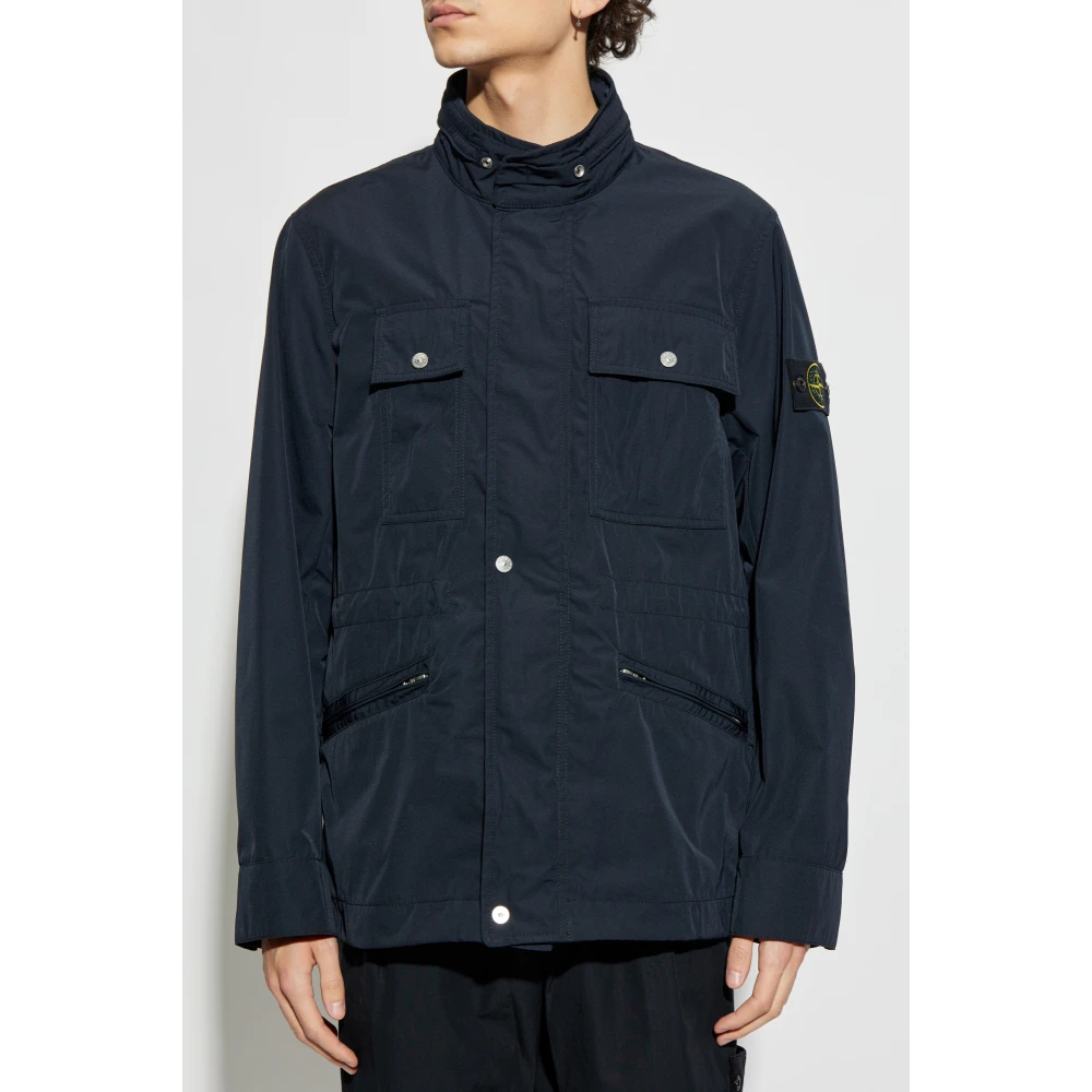 Stone Island Jas Micro Twill Blue Heren