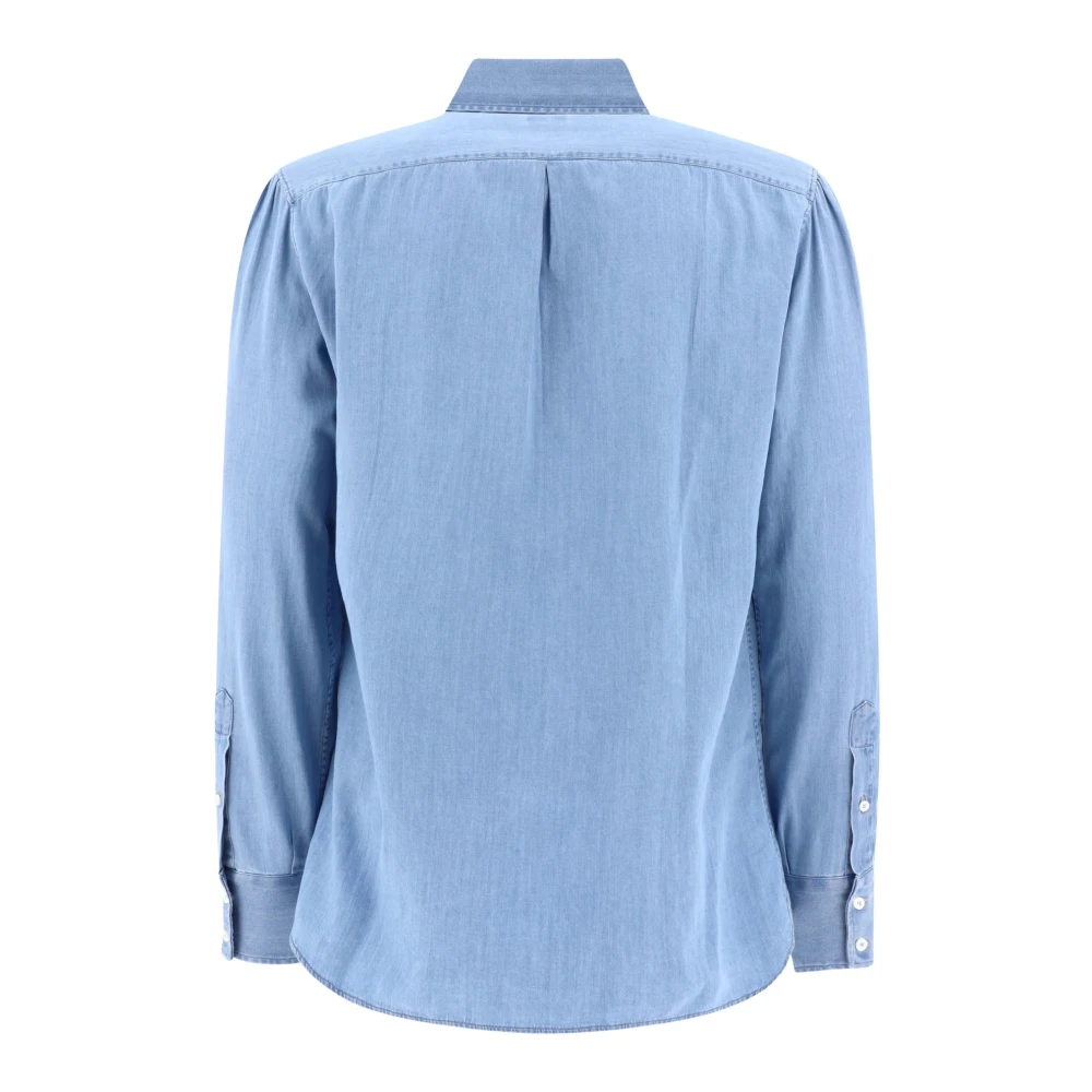 BRUNELLO CUCINELLI Denim Overhemd 100% Katoen Blue Heren
