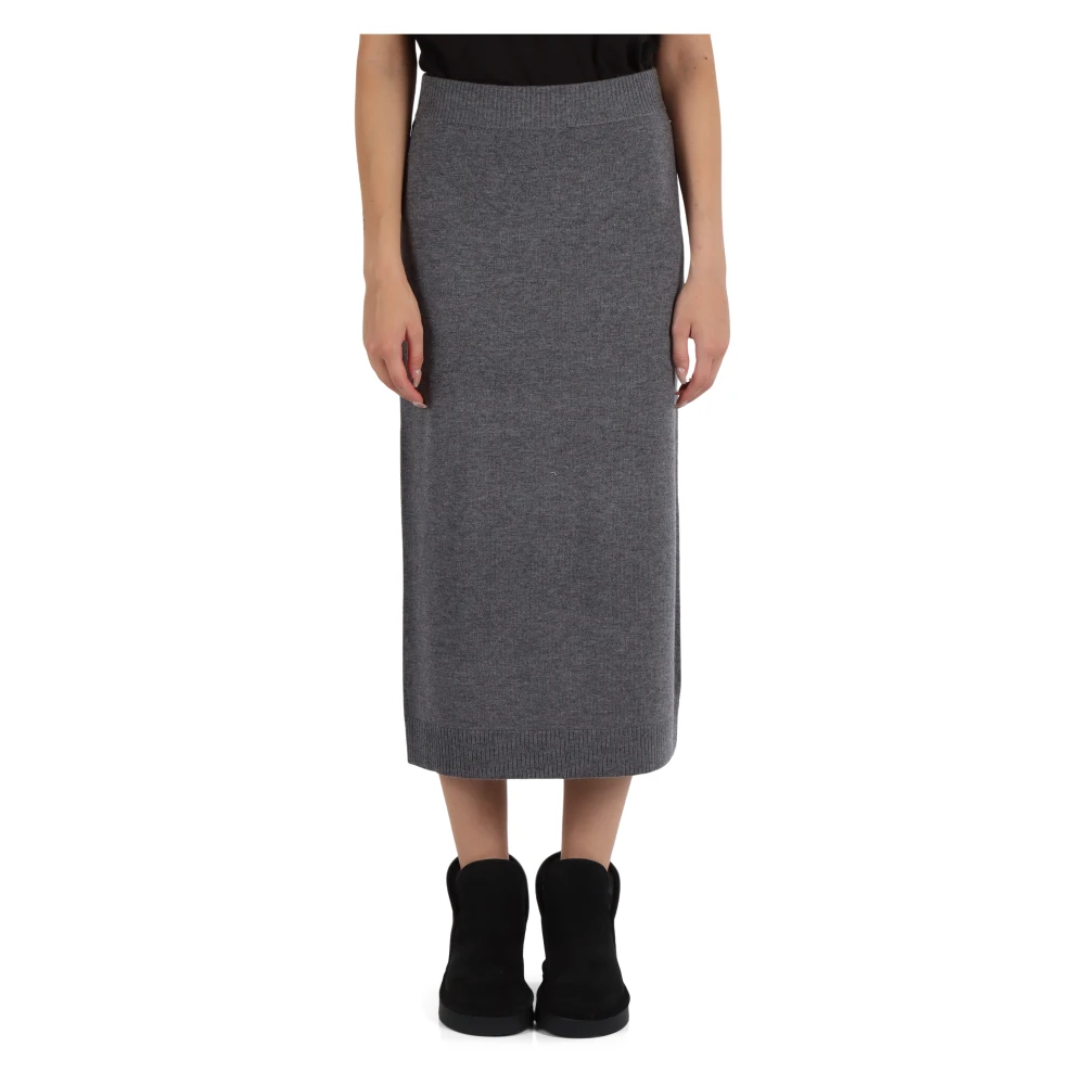 Replay Viscose Wol Kasjmier Geribbelde Rok Gray Dames