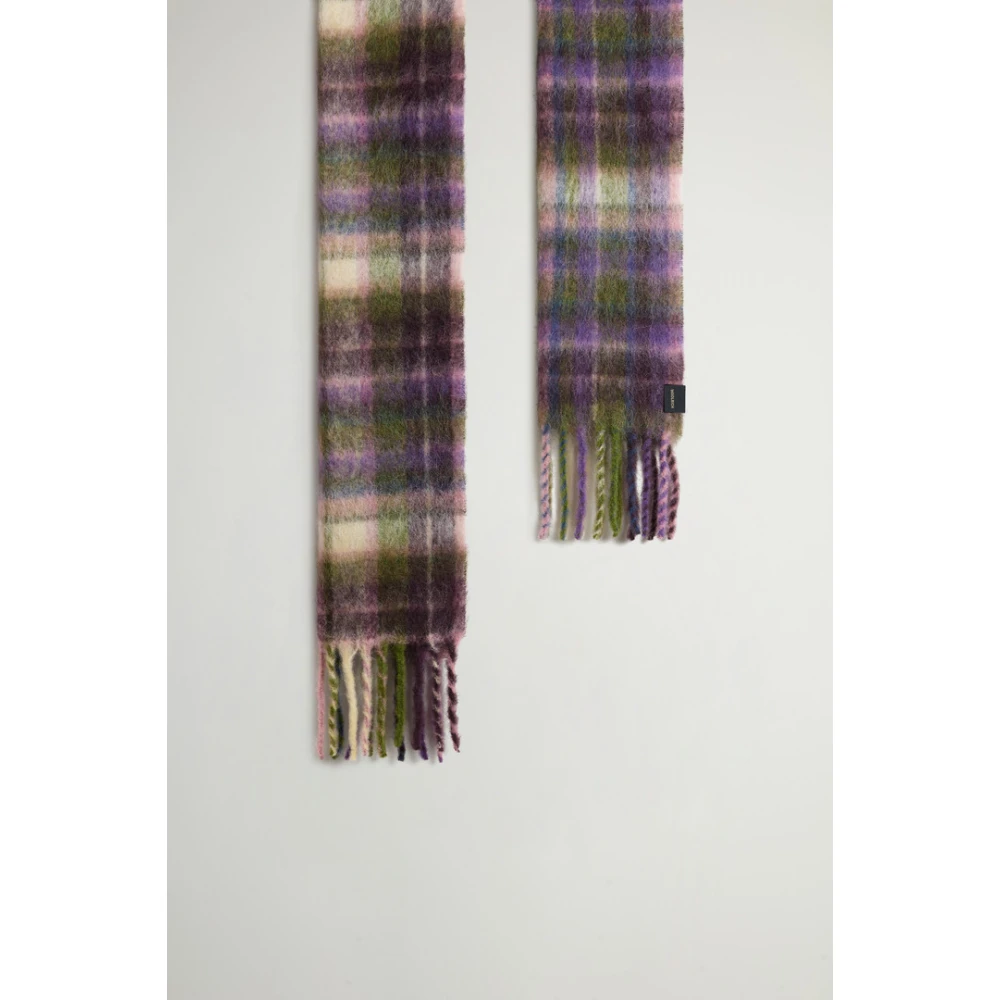 Woolrich Alpaca Geruite Sjaal Purple Dames