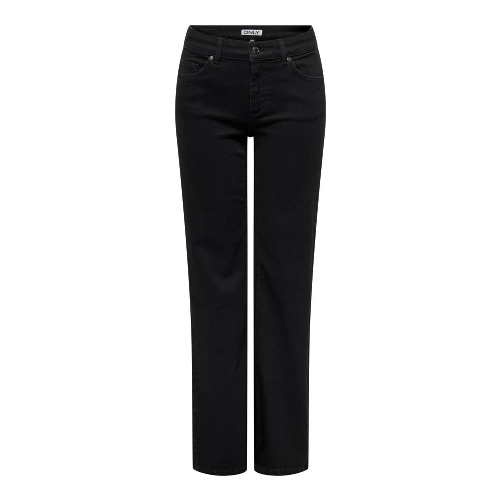Only Zwarte Denim Straight Jeans Black Dames