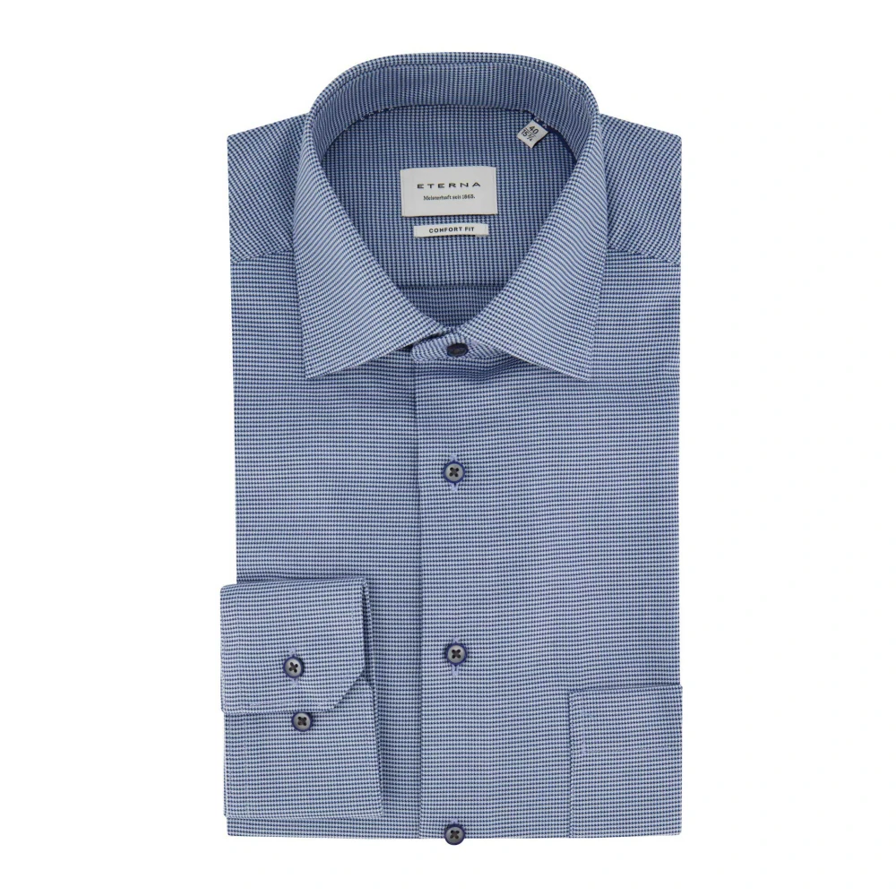 Eterna Blauw Geruit Zakelijk Overhemd Blue Heren