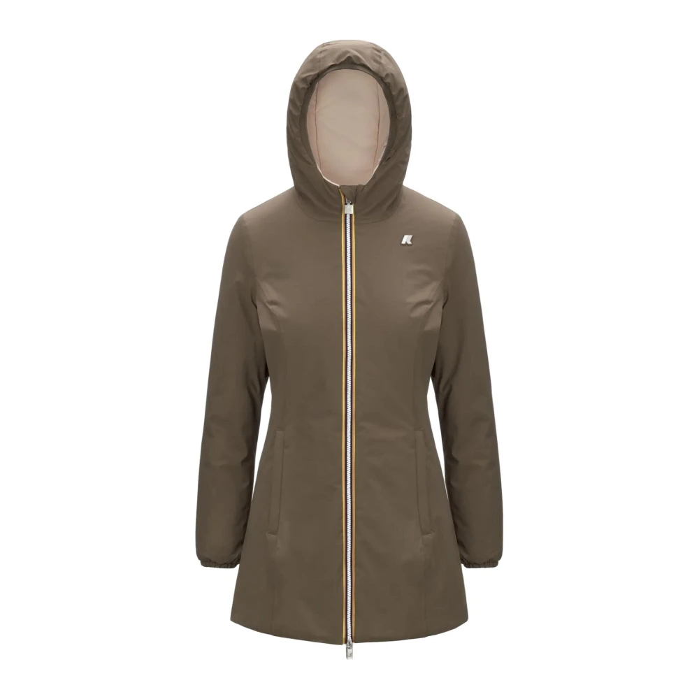 K-way Nylon Elastaan Jas Brown Dames