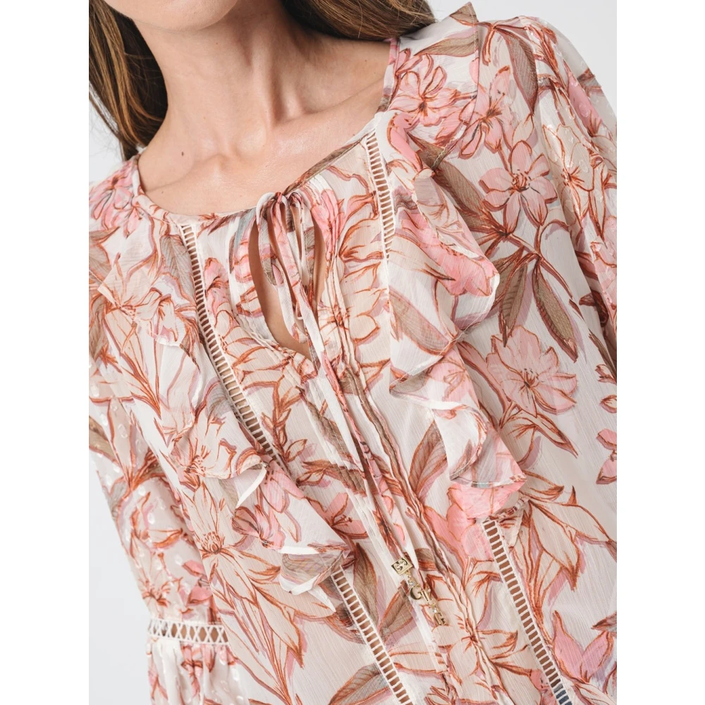 Guess Bloemen Chiffon Blouse voor Vrouwen Multicolor Dames