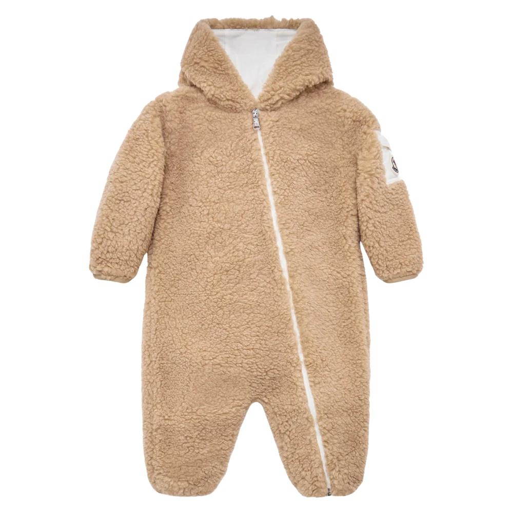 Moncler Unisex Beige Soft Teddy Fleece Romper