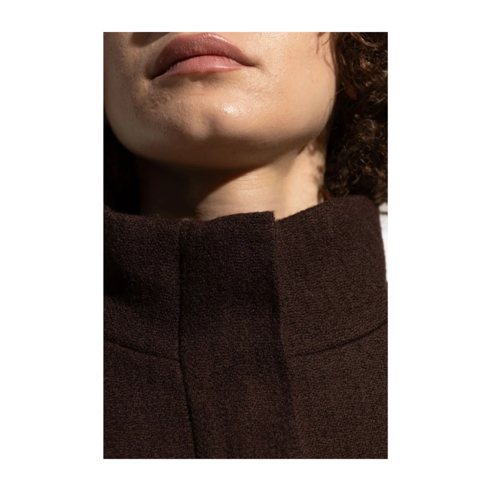 Dries Van Noten Oversized Jack met Opstaande Kraag en Rits Brown Dames