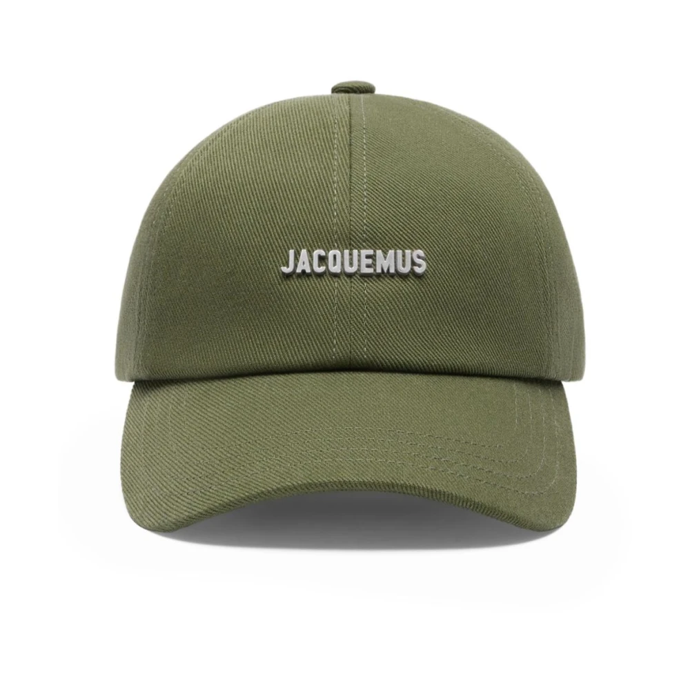 Jacquemus Grön Logo-Plaque Böjd Skärm Hatt