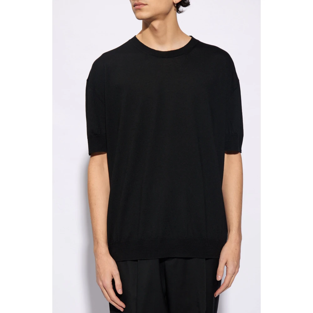 Jil Sander Wollen T-shirt Black Heren