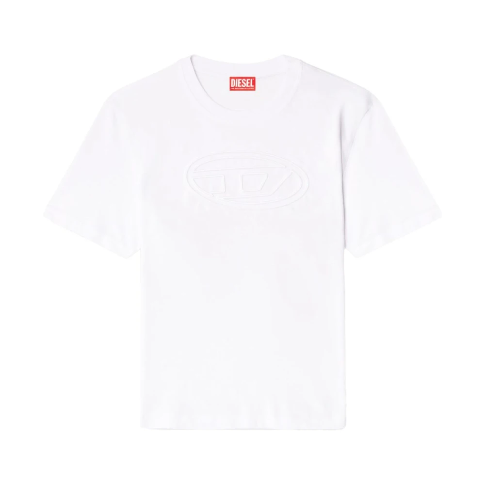 Diesel Geëmbosseerd Ovaal Logo Crew-neck T-shirt White Heren