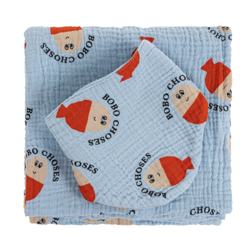 Bobo Choses Mousseline set: luier en slab Blue Unisex