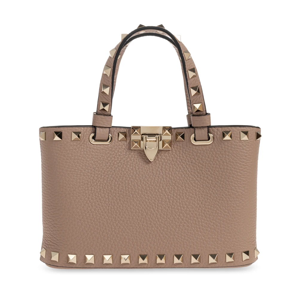 Valentino Garavani Beige Leather Studded Bag - Female - Handbags - One Size - Bags