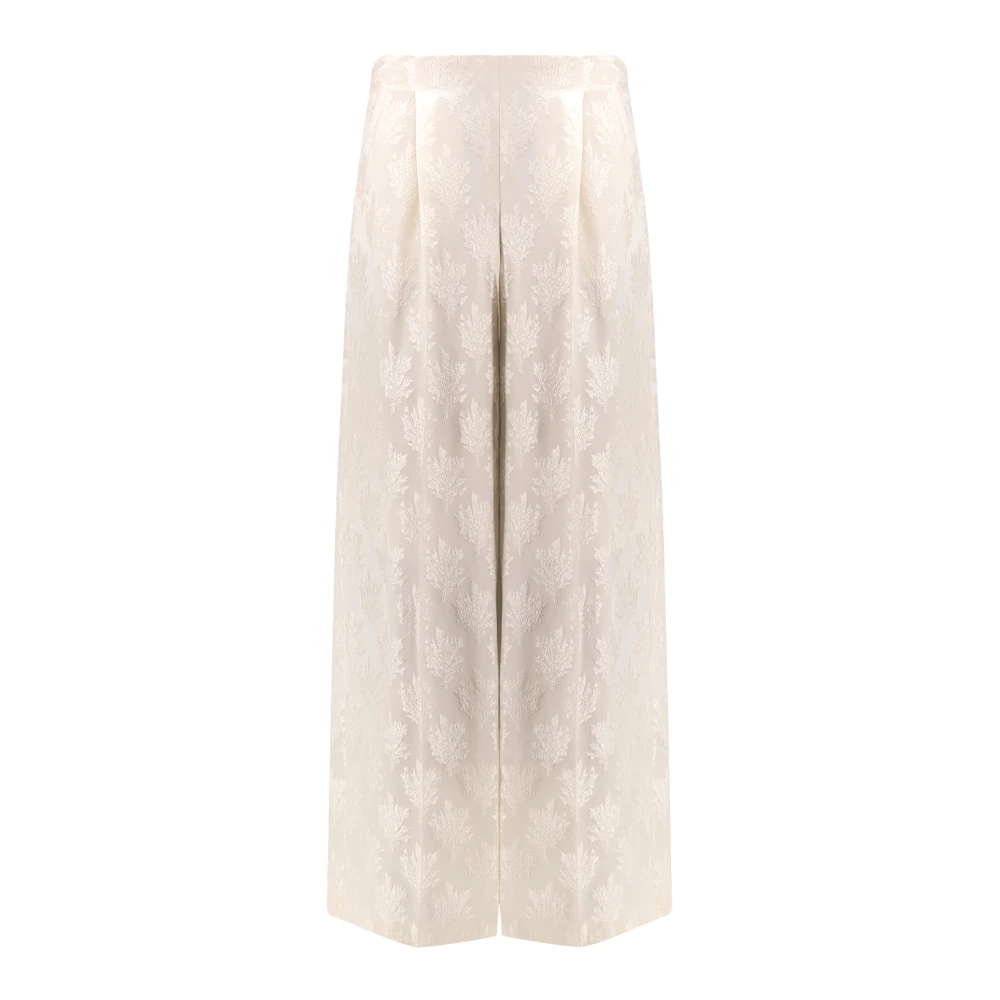 Fendi Women's Beige Wide Trousers, Xs, Bouquet Trousers