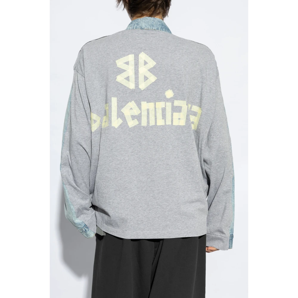 Balenciaga Jas met Gecombineerde Materialen Blue Heren