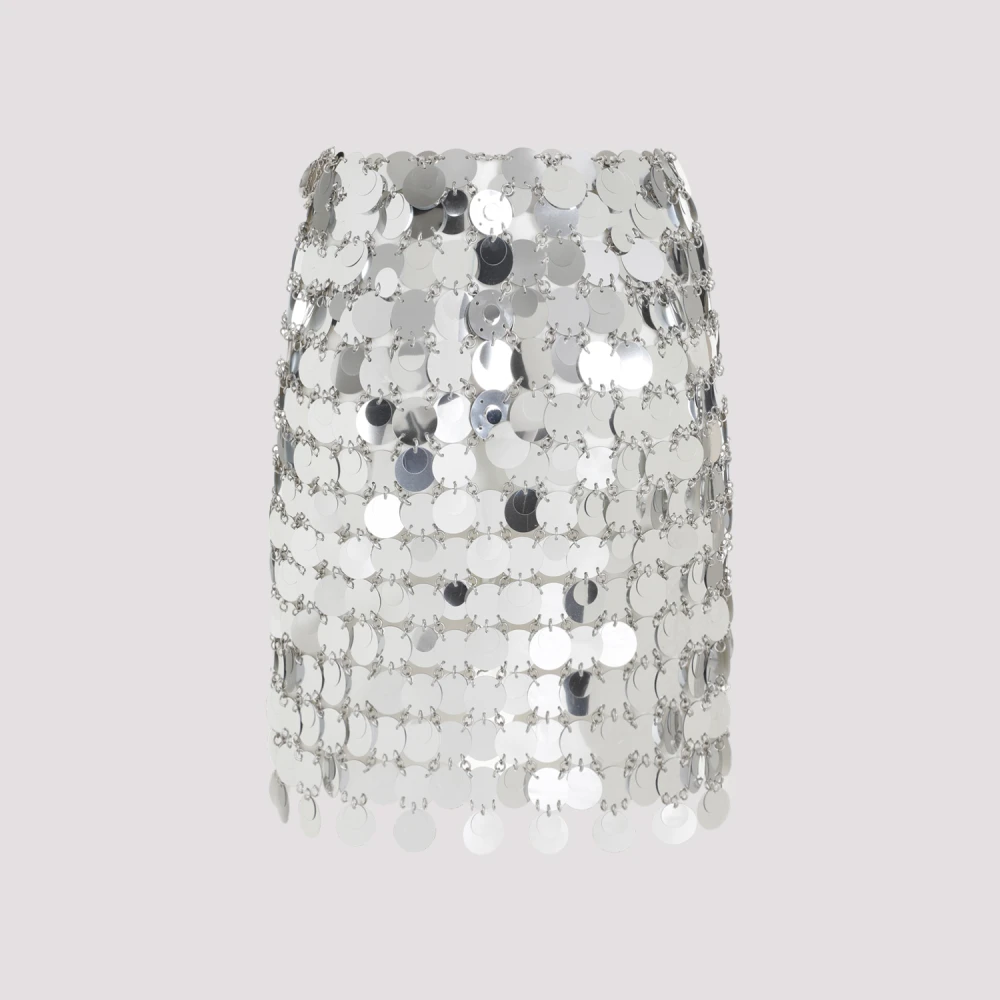 Paco Rabanne Metallic Mini Rok Aw24 Gray Dames