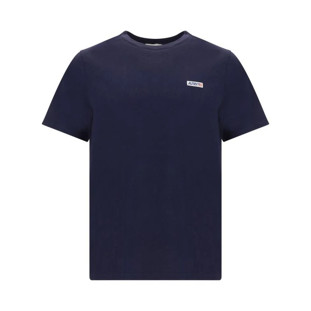Autry Monogram Patch Katoenen T-shirt Blue Heren