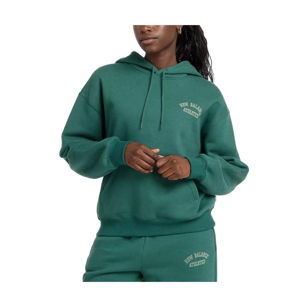 New Balance Grafische Fleece Hoodie Green Dames