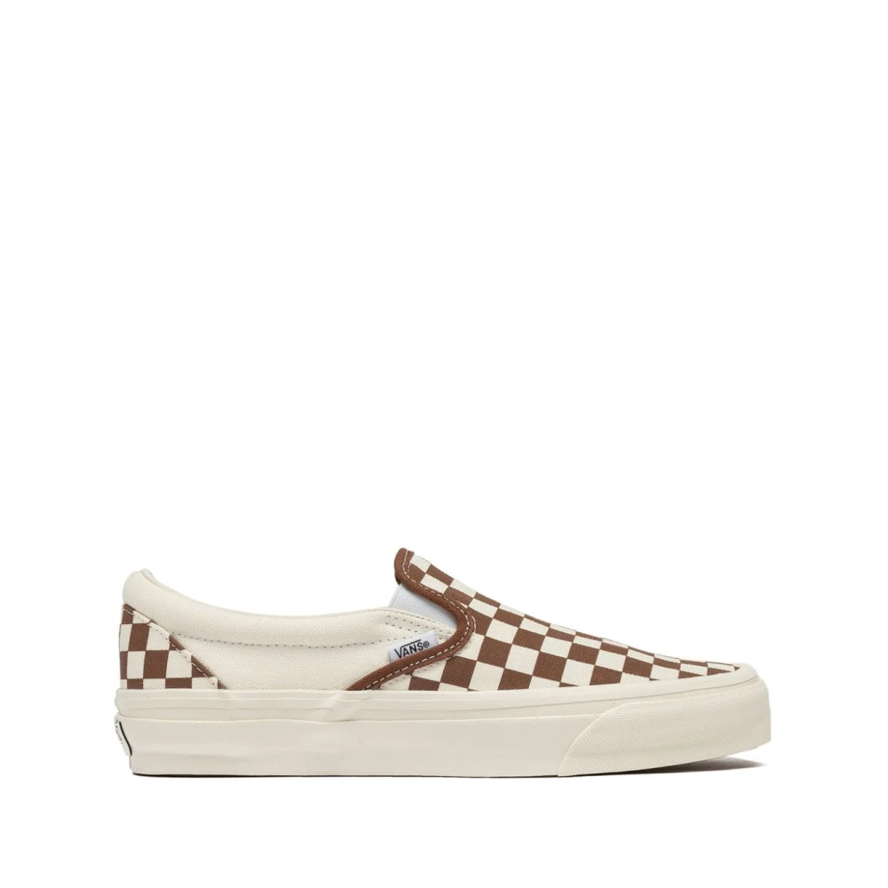 Vans Brun Slip-On Rutig Canvas Skor Brown, Dam