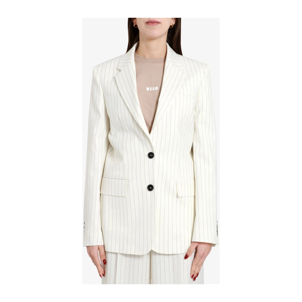 Msgm Witte Katoenen Jas met Knoopsluiting White Dames