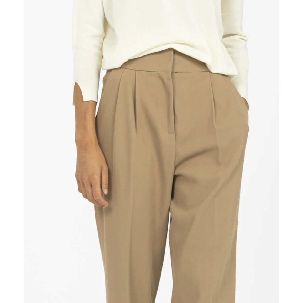 Fabiana Filippi Hoge taille wollen broek met rits Beige Dames