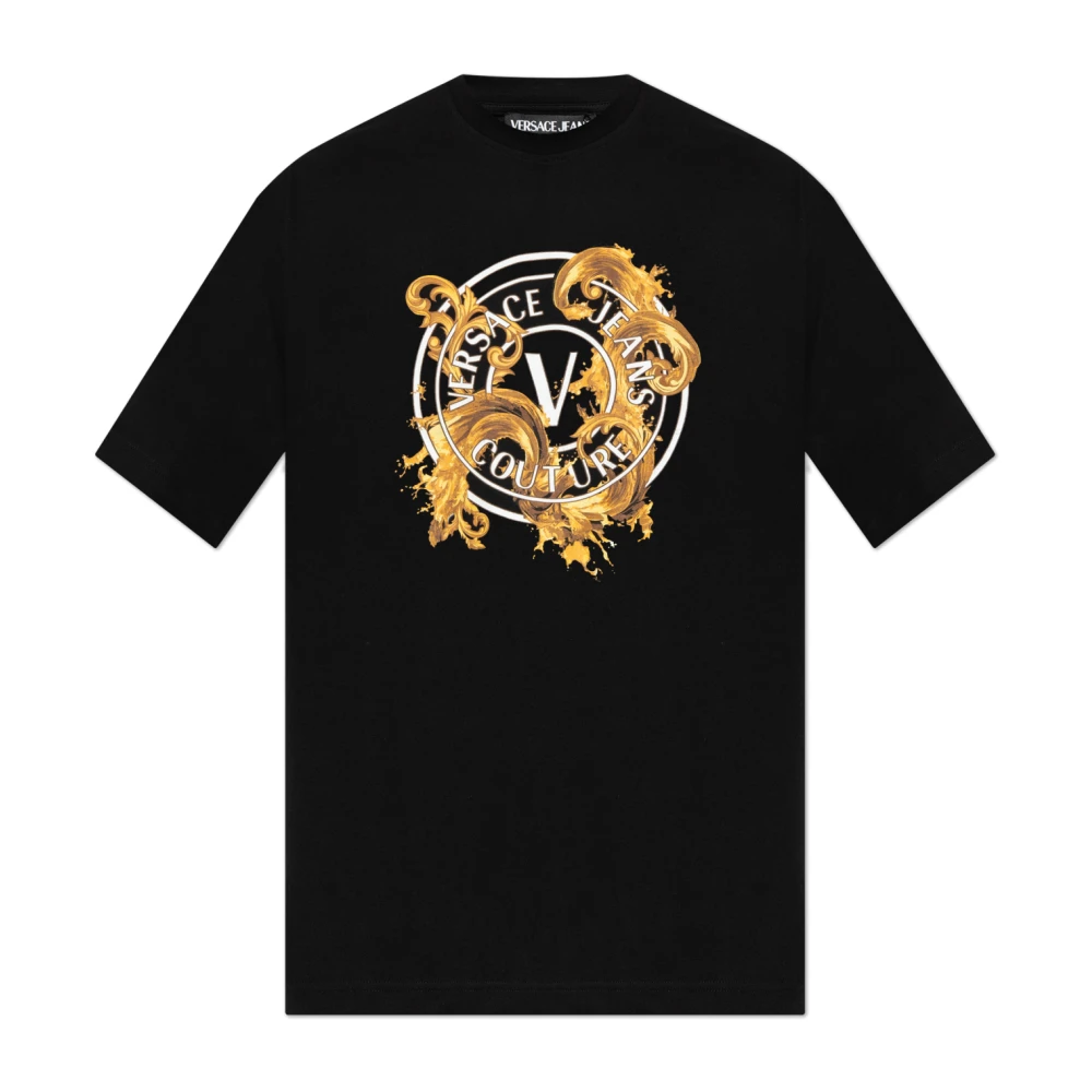 Versace Jeans Couture Black T-Shirts, Male, M, Printed Cotton-Jersey T-Shirt