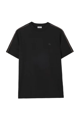 T-shirt i bomull med rutig passpoal