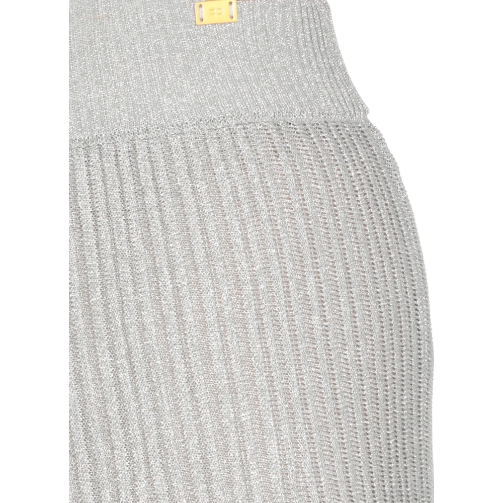 Elisabetta Franchi Grijze Lurex Flared Rok voor Vrouw Gray Dames