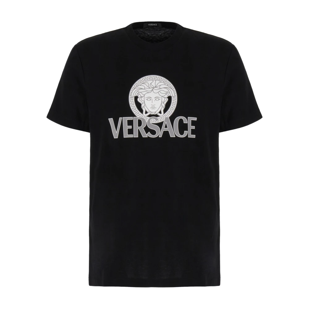Versace Zwart T-shirt met Logo Print Black Heren