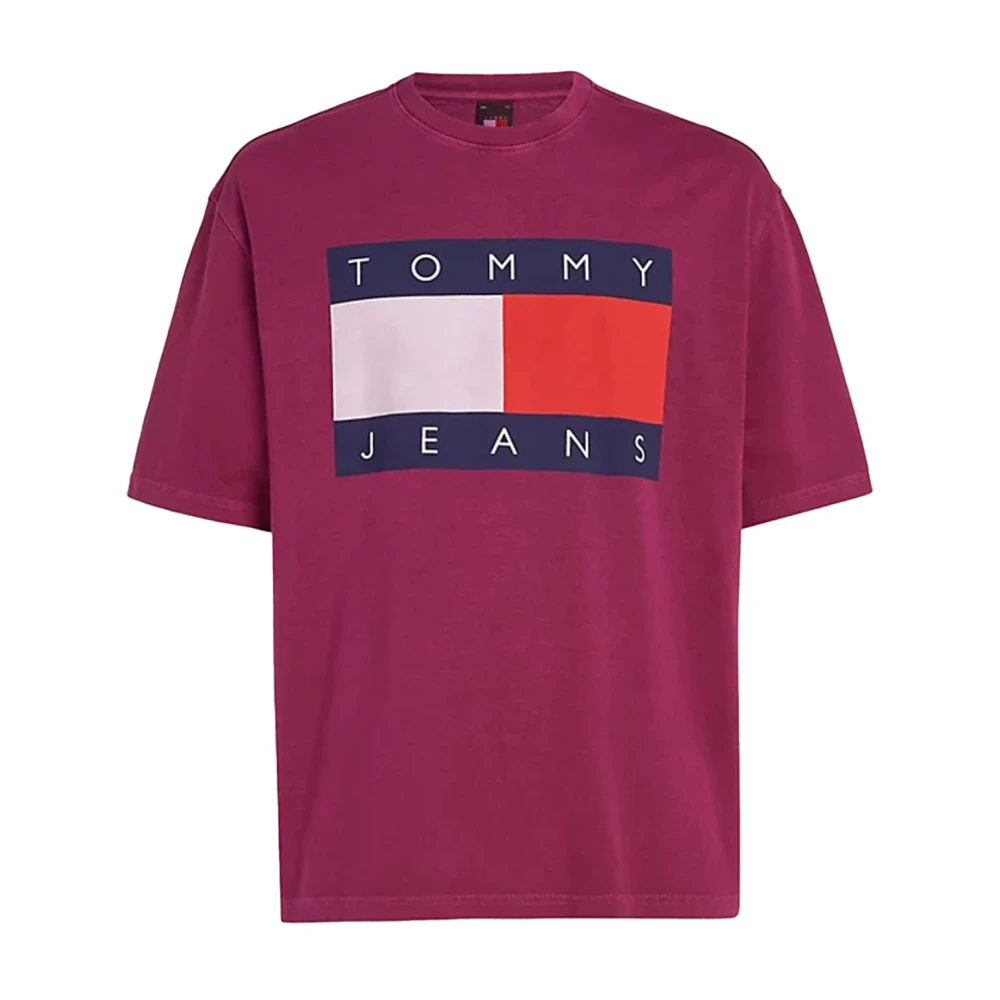 Tommy Jeans Rode Ronde Hals Katoenen T-Shirt Red Heren