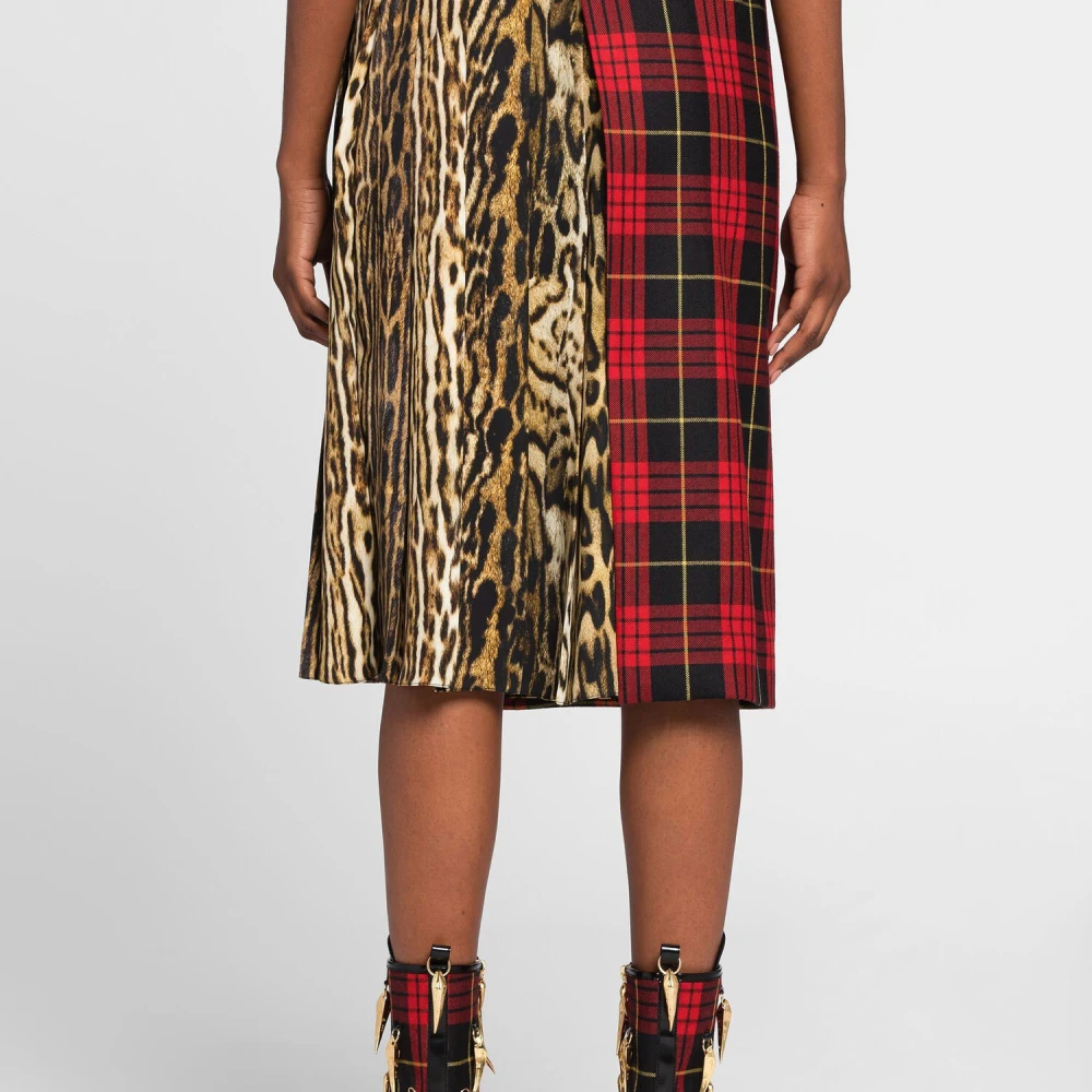 Roberto Cavalli Tartan Ocelot-Print Rok Hoge Taille Multicolor Dames